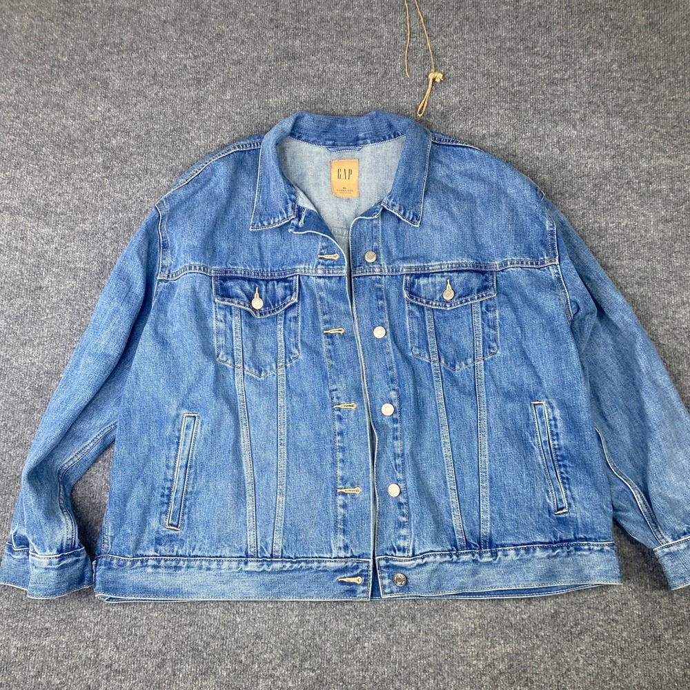 Gap Oversized Icon Denim Jacket XL Medium Indigo Blue Trucker 817989-00